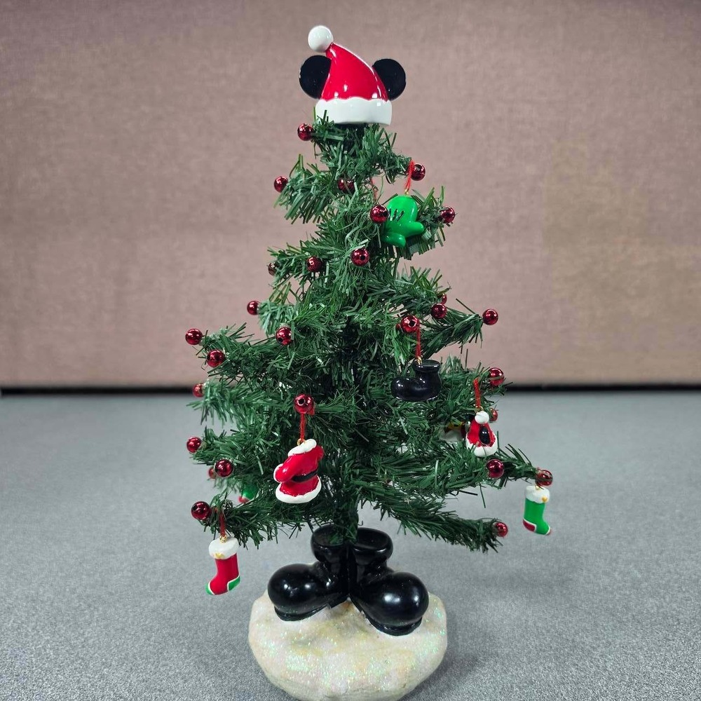 Disney Mickey Mouse Christmas Tree Tabletop 12.5in Green Excellent Holiday Decor